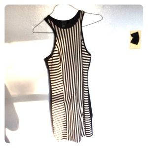Black and white striped mini dress